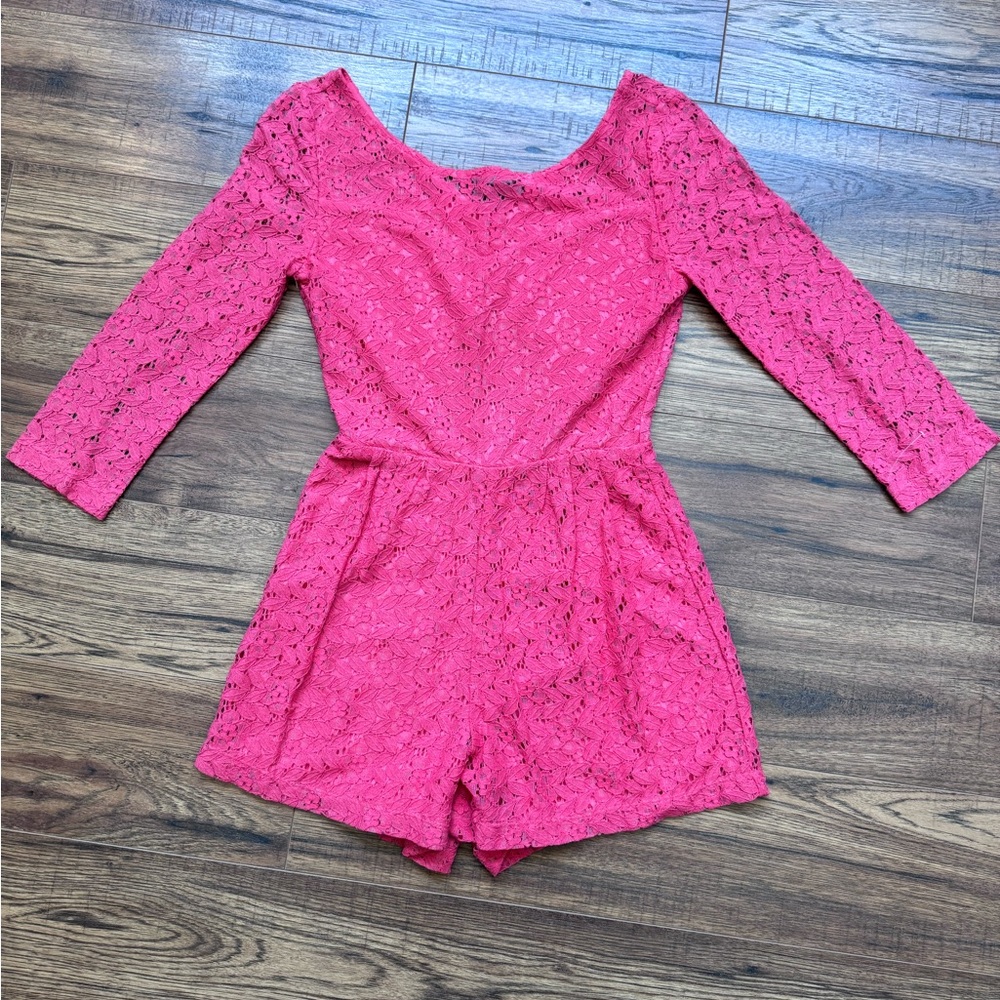 Gianni Bini Fuchsia Lace Romper